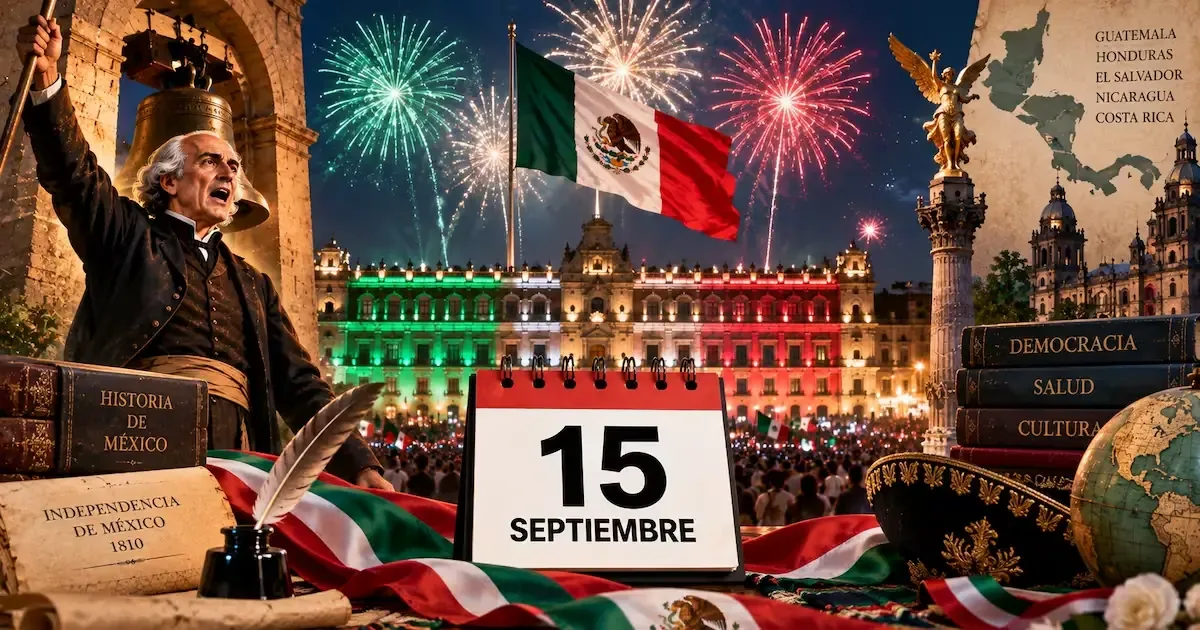 El 15 de septiembre conmemora el Grito de Independencia y la democracia.