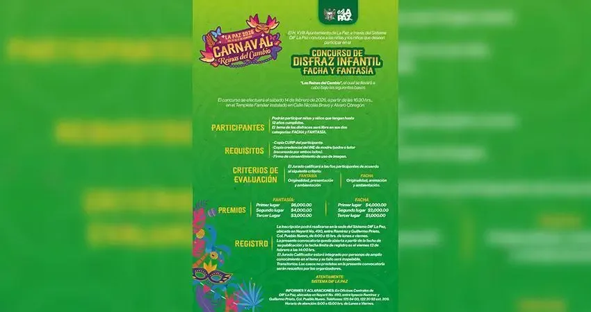 Niñas y niños se preparan para el Concurso de Disfraz Infantil en La Paz.