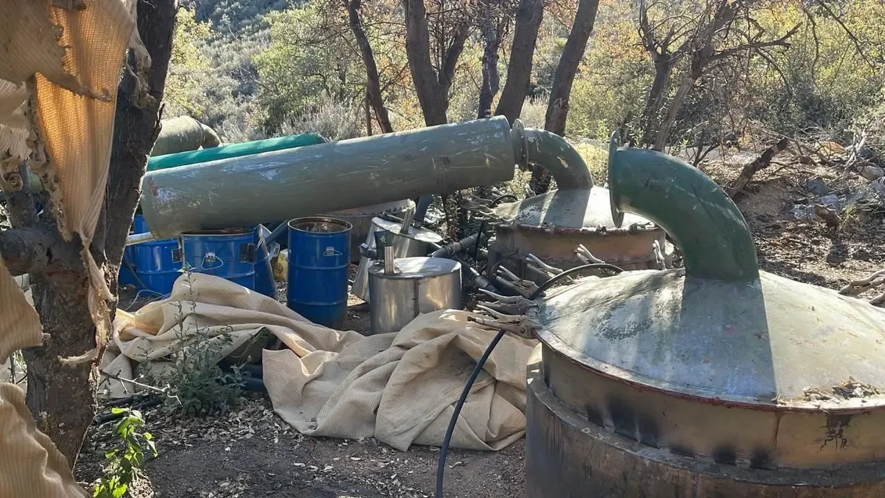 Operativo de las autoridades en el laboratorio clandestino de Ensenada.
