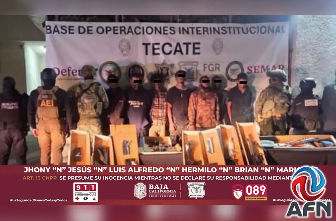 Operativo en Tecate tras el ataque armado a agentes de seguridad estatal.