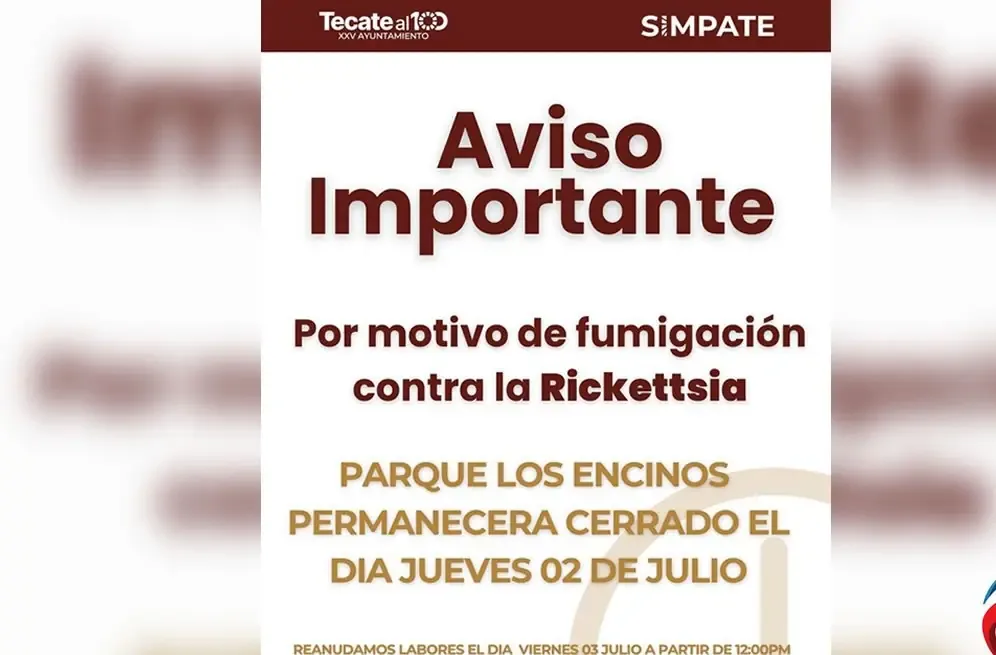 La autoridad local realiza acciones de prevención contra rickettsiosis para proteger a los visitantes del parque.