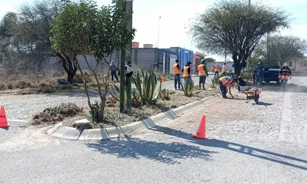 Participantes en la jornada de limpieza en el fraccionamiento Los Naranjos.