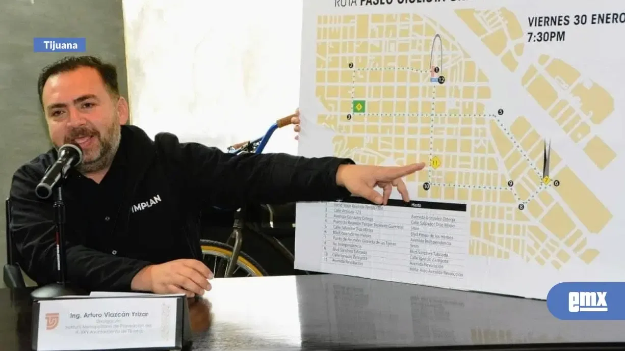 Paseo ciclista familiar en el centro de Tijuana para promover la movilidad responsable.