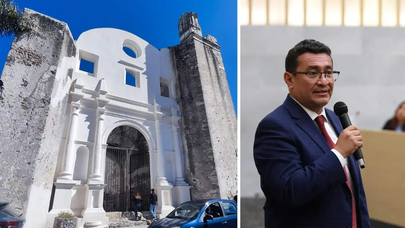Pavel Gaspar Ramírez, presidente del Congreso de Puebla, durante la rueda de prensa sobre el trámite.