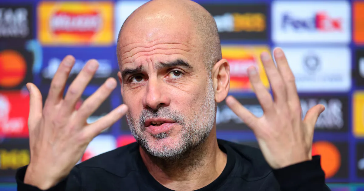 Pep Guardiola durante una conferencia de prensa sobre el City.