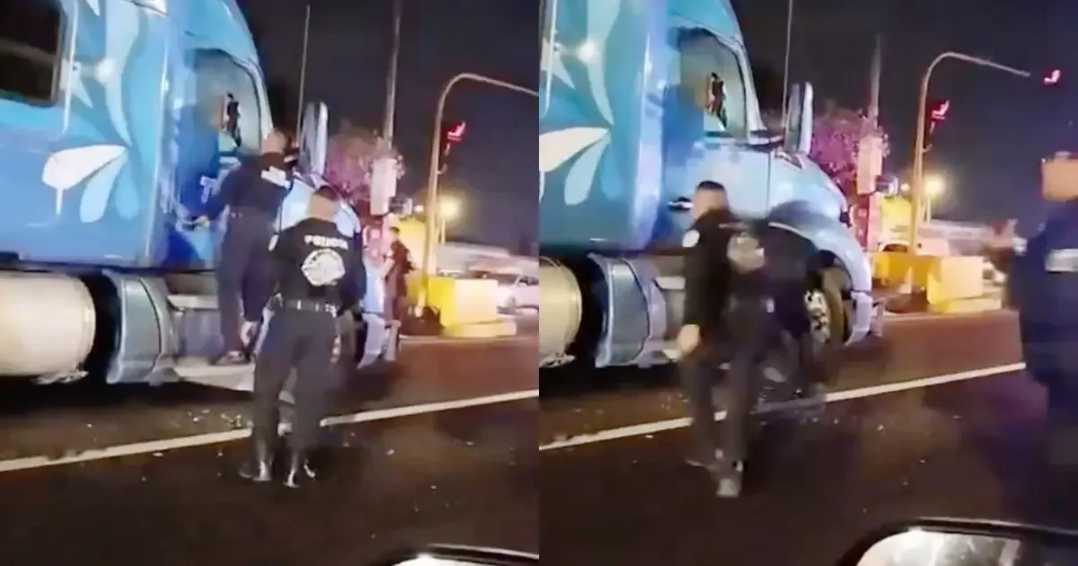 Persecución del trailer en la carretera México-Texcoco, generando caos vial.