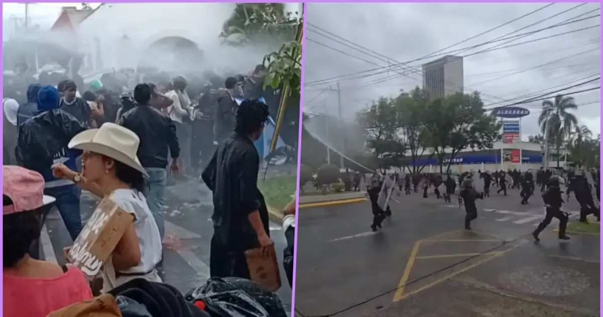 Manifestantes piden acceso a agua limpia en Guadalajara y critican uso de gas pimienta.