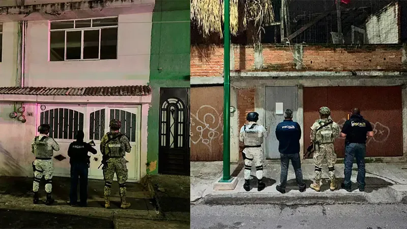 La Fiscalía realizó cateos en dos colonias, recuperando metanfetamina y marihuana.