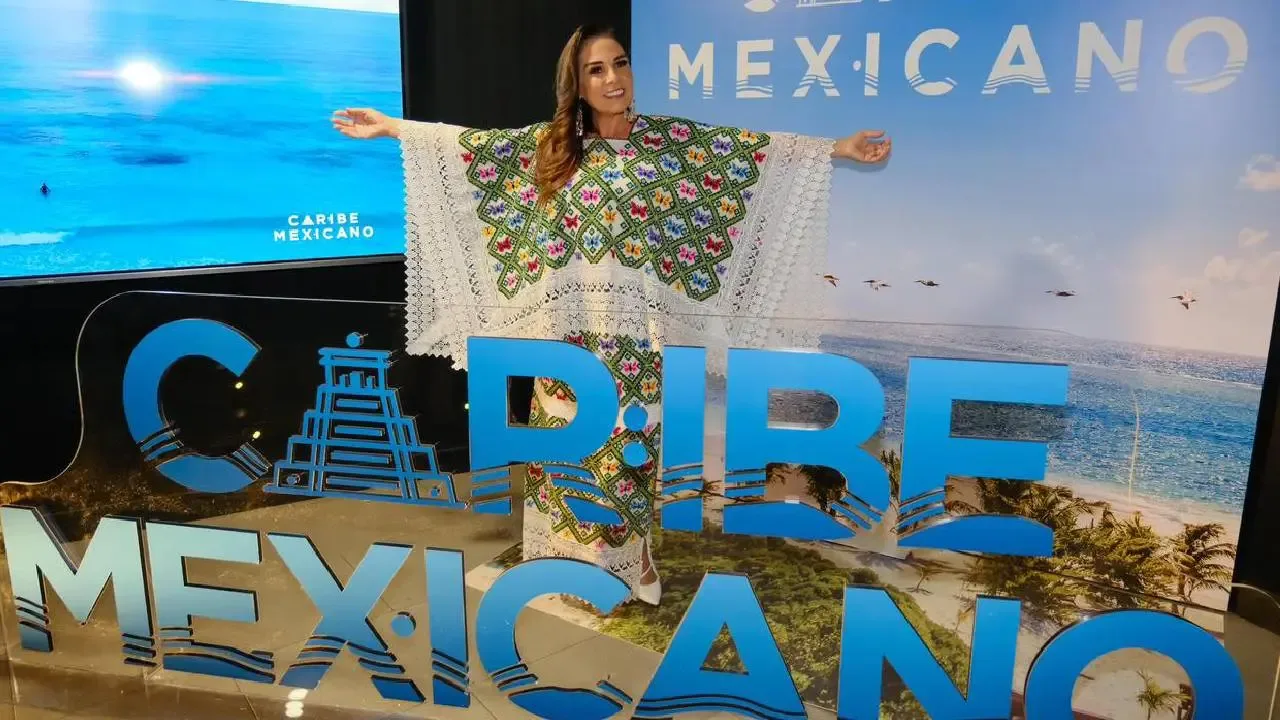 Presentación de la campaña "Caribe Mexicano" por la gobernadora Mara Lezama en Fitur 2026.