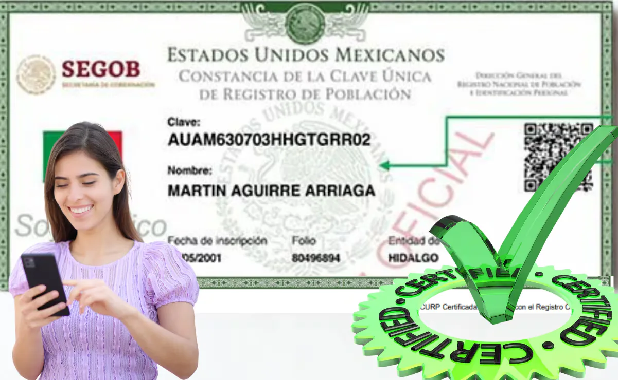 Proceso de descarga de la CURP certificada desde el portal oficial.