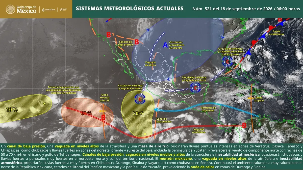El SMN alerta sobre posibles encharcamientos e inundaciones en la región.
