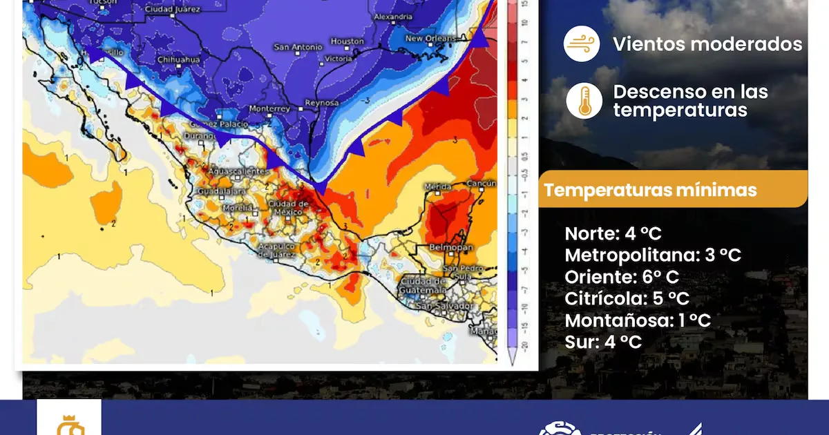 Pronóstico de temperaturas frías en Nuevo León durante el fin de semana.