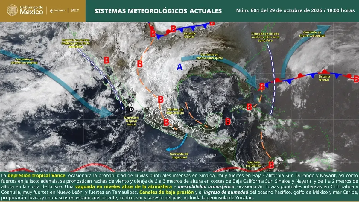 Este 30 de octubre se esperan lluvias intensas y frío en estados del norte y noroeste.