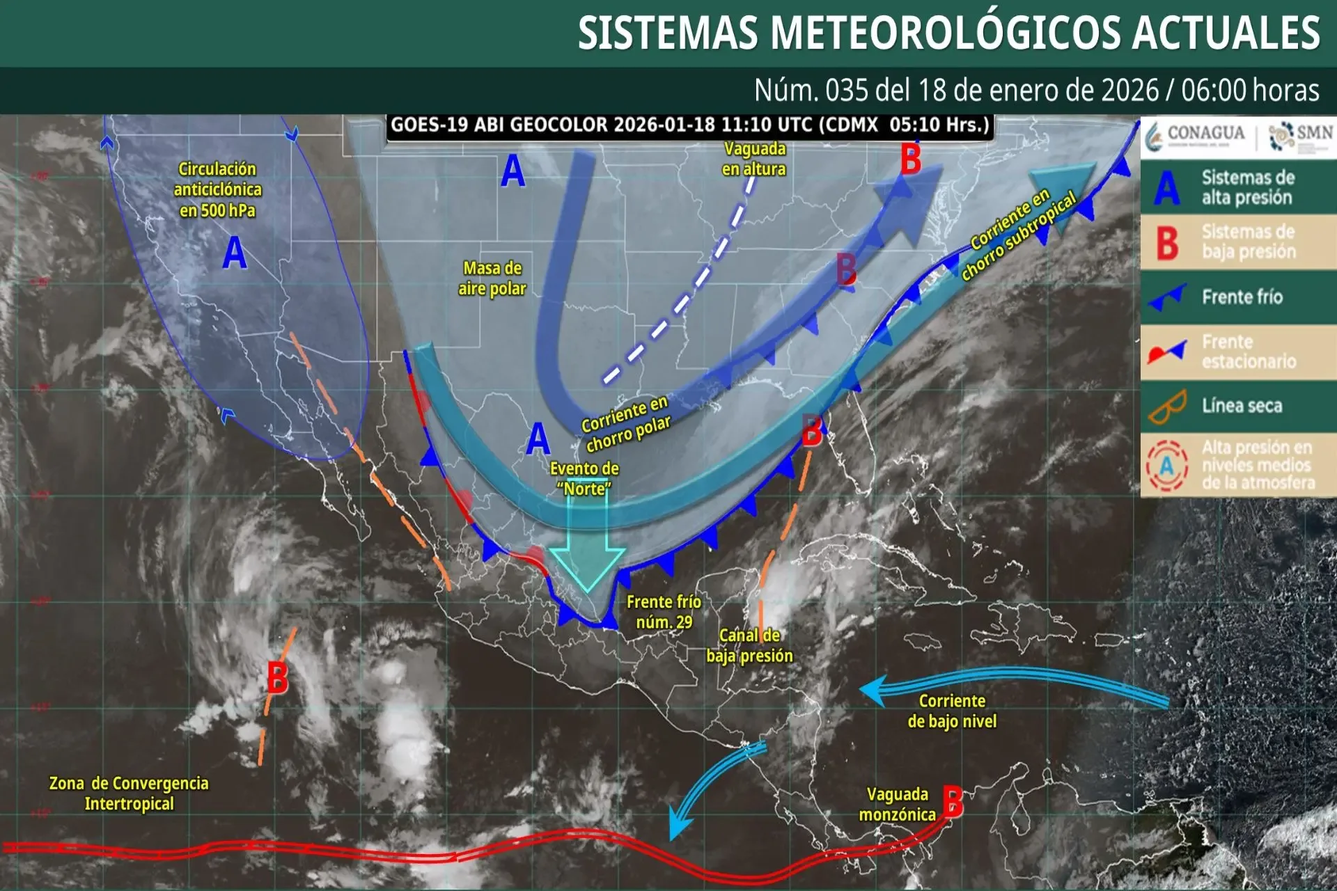 Pronóstico meteorológico para el Golfo de México y su impacto en el sureste.