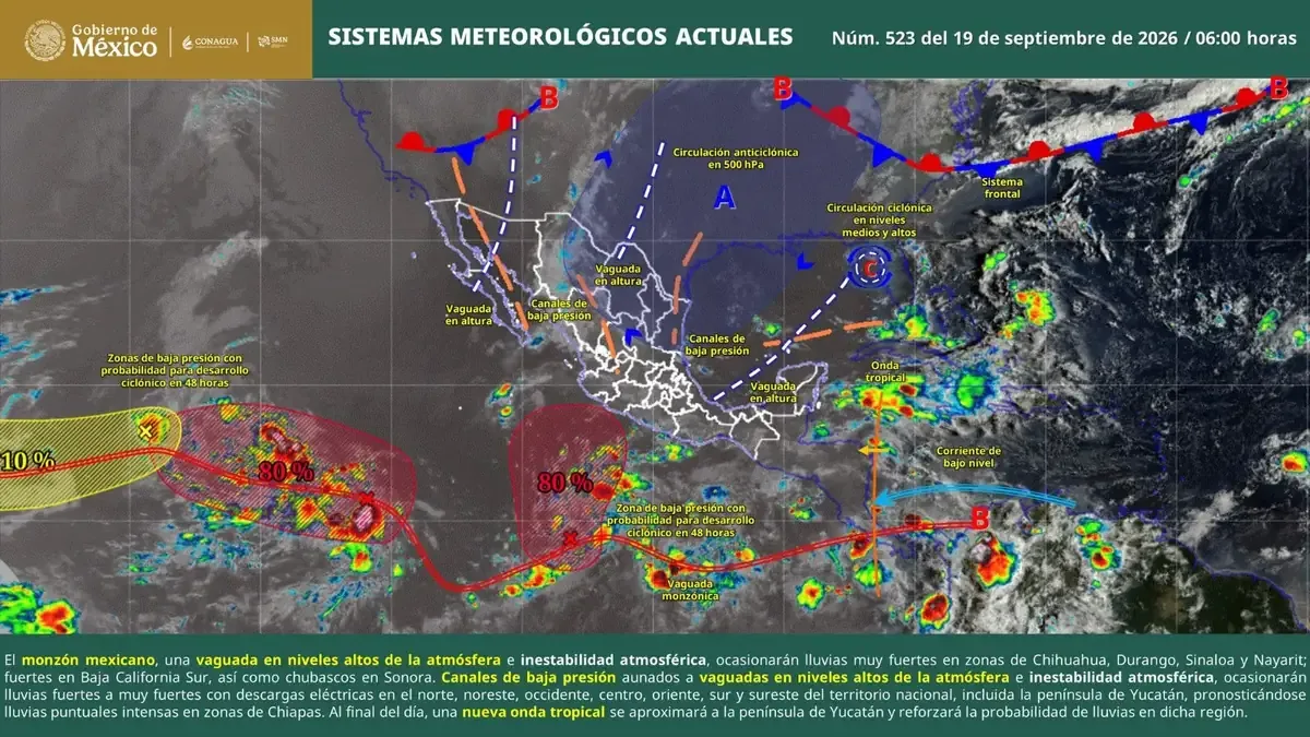La combinación de un canal de baja presión y una onda tropical causará tormentas en la región.