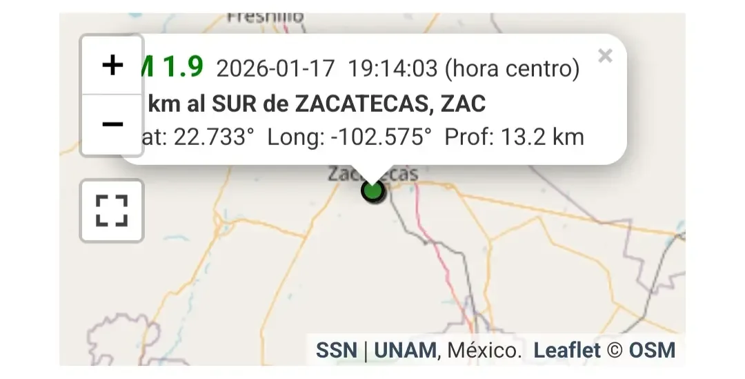 Registro de la actividad sísmica en Zacatecas tras el temblor de enero.