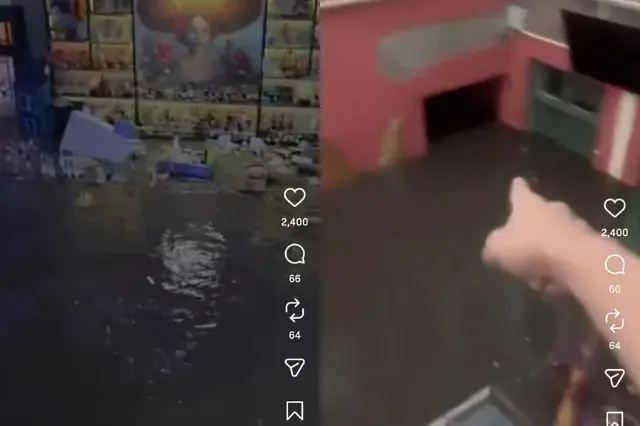 Fuertes lluvias causan inundaciones en Puebla, atrapando a visitantes en un centro comercial.