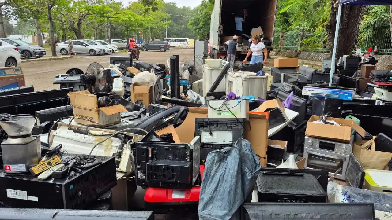 Residuos electrónicos recolectados en la jornada de Chetumal.