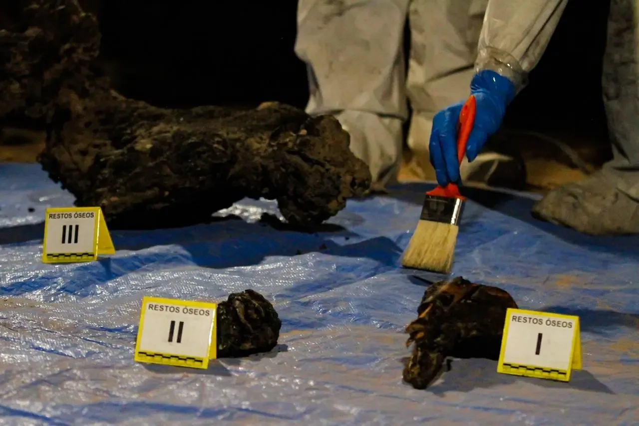 Restos humanos encontrados en una fosa clandestina en Mexicali.