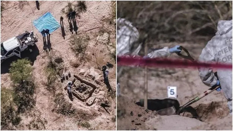 Restos humanos y pertenencias encontrados en las fosas de Mexicali.