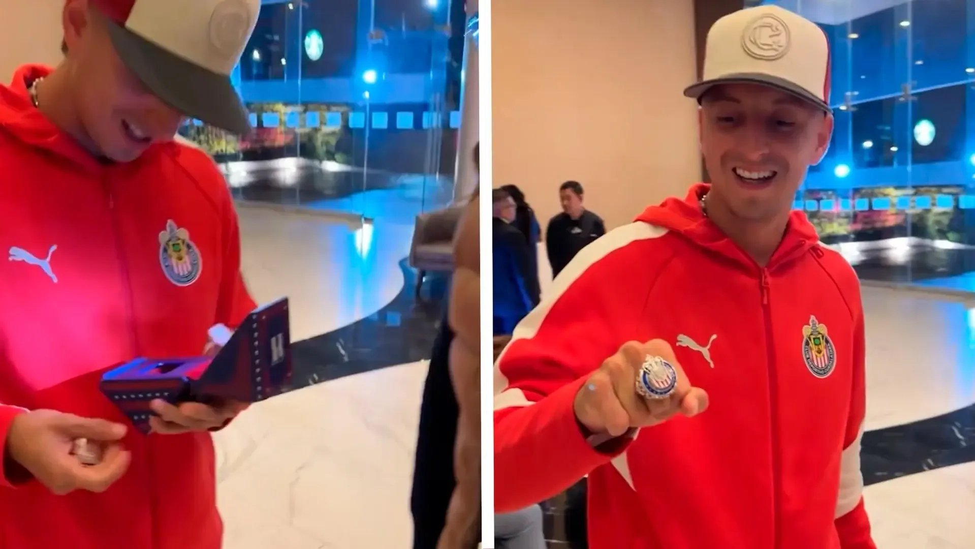 Roberto Alvarado muestra el anillo de campeón tras el triunfo del Guadalajara.