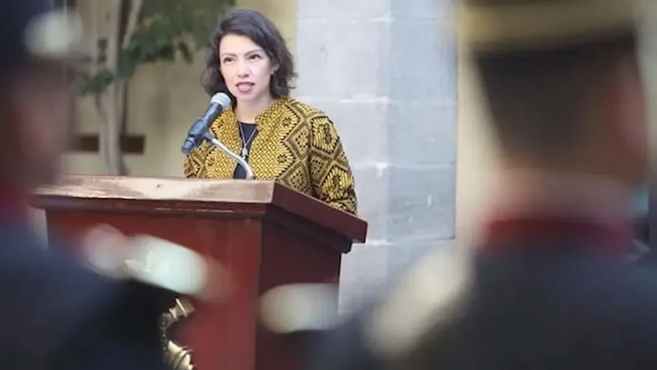 Rosa Icela Rodríguez, secretaria de Gobernación, en un evento oficial del gobierno.