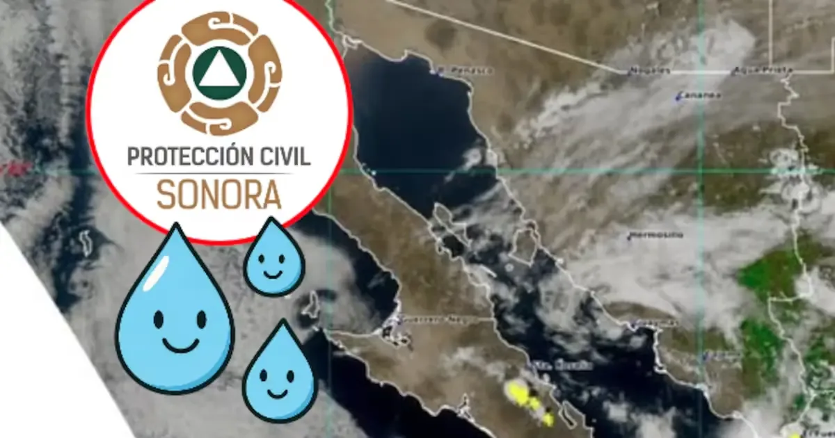Se pronostican lluvias y viento fuerte en Sonora, con acumulados de hasta 50 mm en algunas regiones.