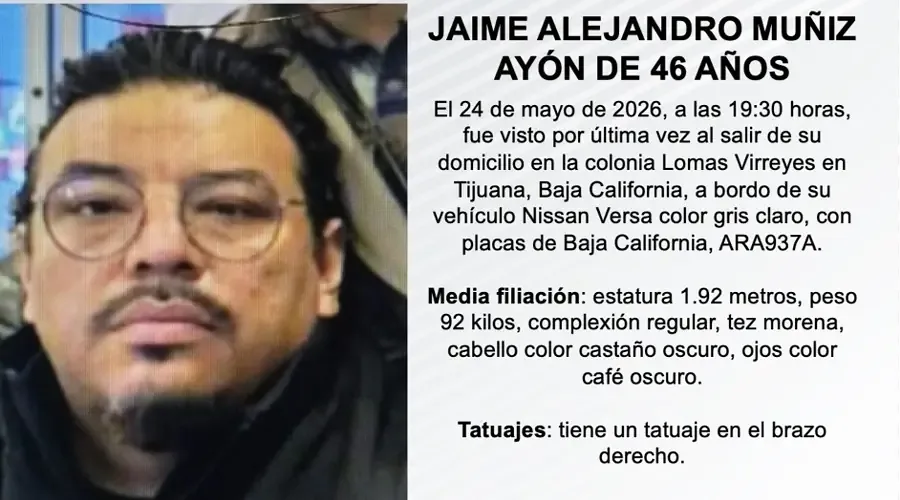 La Fiscalía pide colaboración ciudadana para localizar a un hombre desaparecido en Baja California.