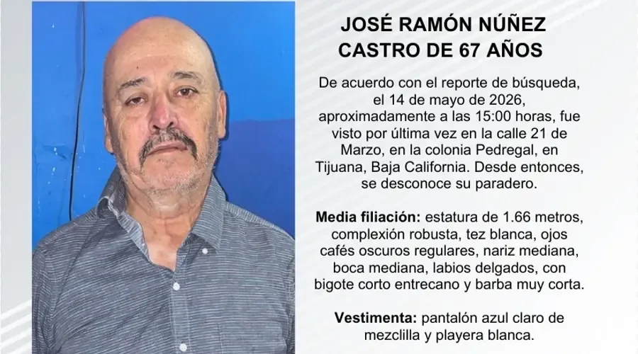 José Ramón Núñez Castro, de 67 años, padece depresión y fue visto por última vez el 14 de mayo.