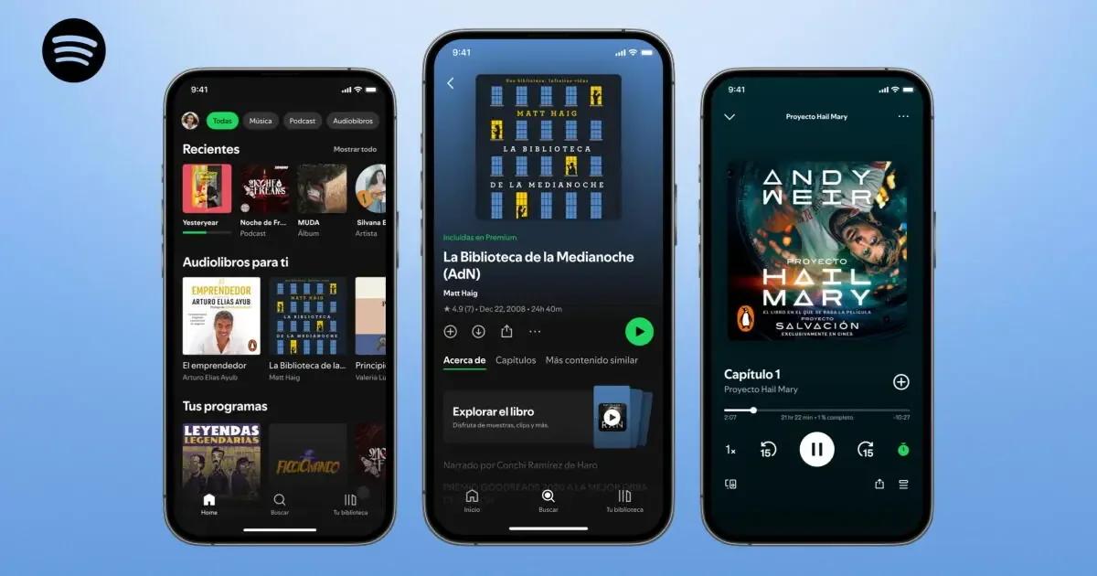 Spotify integra la función PageMatch que sincroniza lectura y audio para mejorar la experiencia de los usuarios.