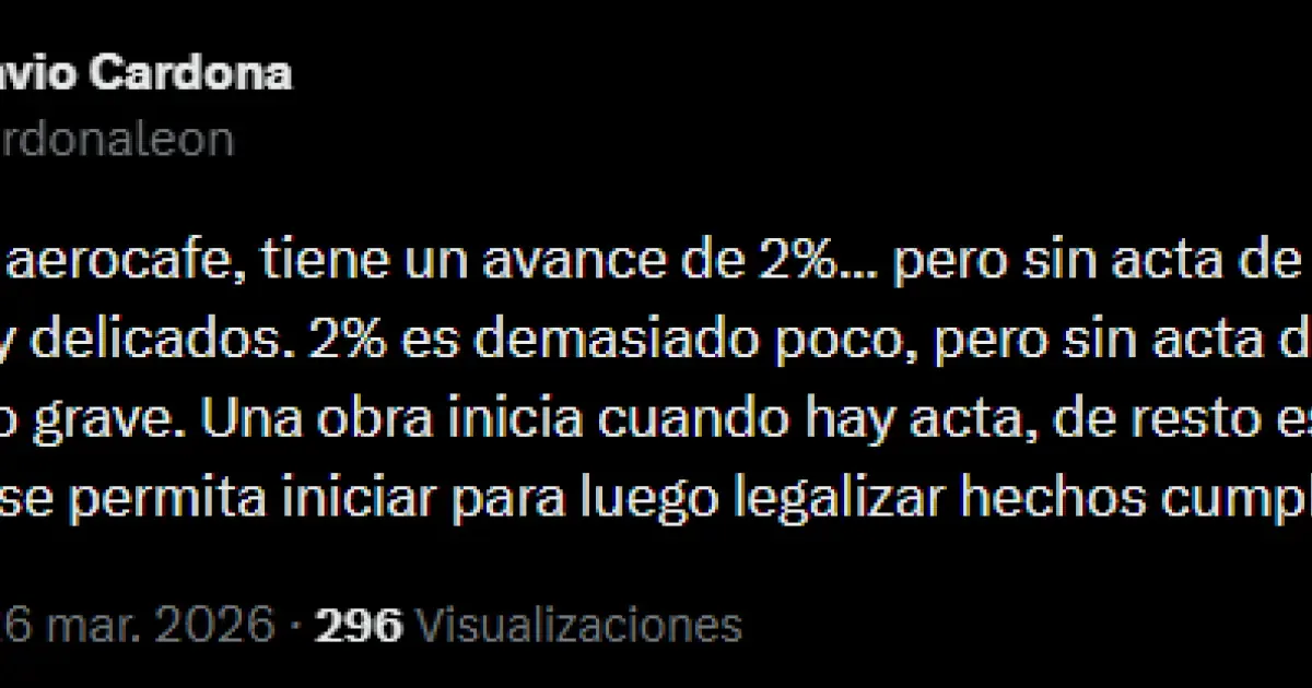 Su mensaje en redes sociales refleja la preocupación sobre los retrasos en proyectos de infraestructura en Caldas.