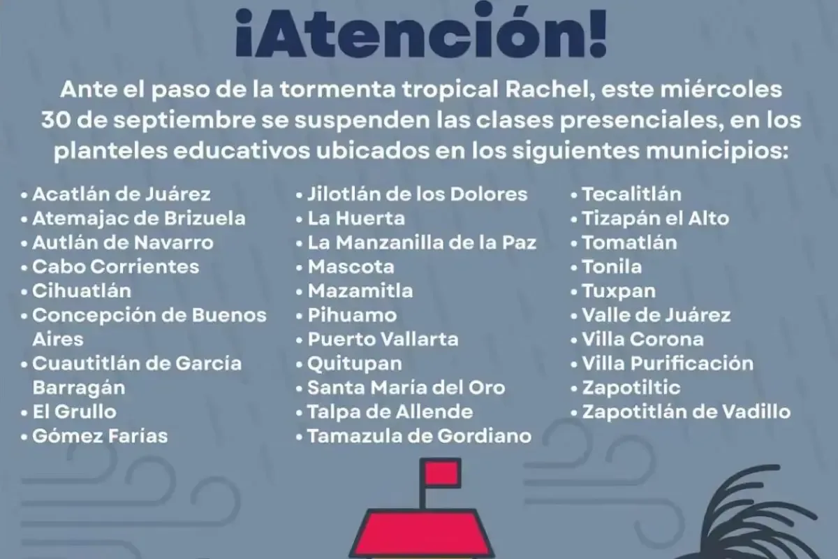 La medida busca proteger a estudiantes y personal en medio de fuertes lluvias y vientos.