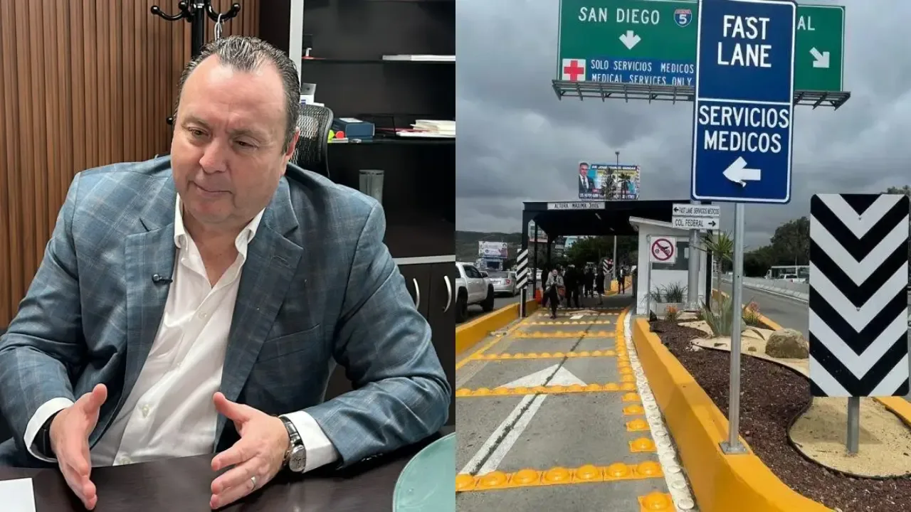 Trabajadores en la frontera Tijuana-San Diego durante la presentación del nuevo programa.