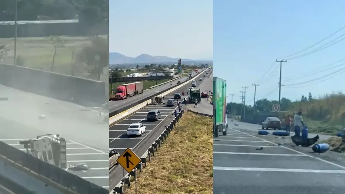 Un accidente vial provoca cierre parcial de la autopista y fuga de gas sin víctimas fatales hasta el momento.