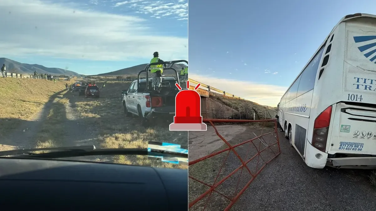 Un autobús de turismo se salió de la carretera; todos los pasajeros están fuera de peligro.