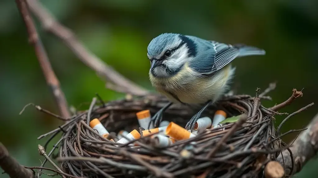 Un estudio revela que los pájaros emplean colillas para alejar parásitos.