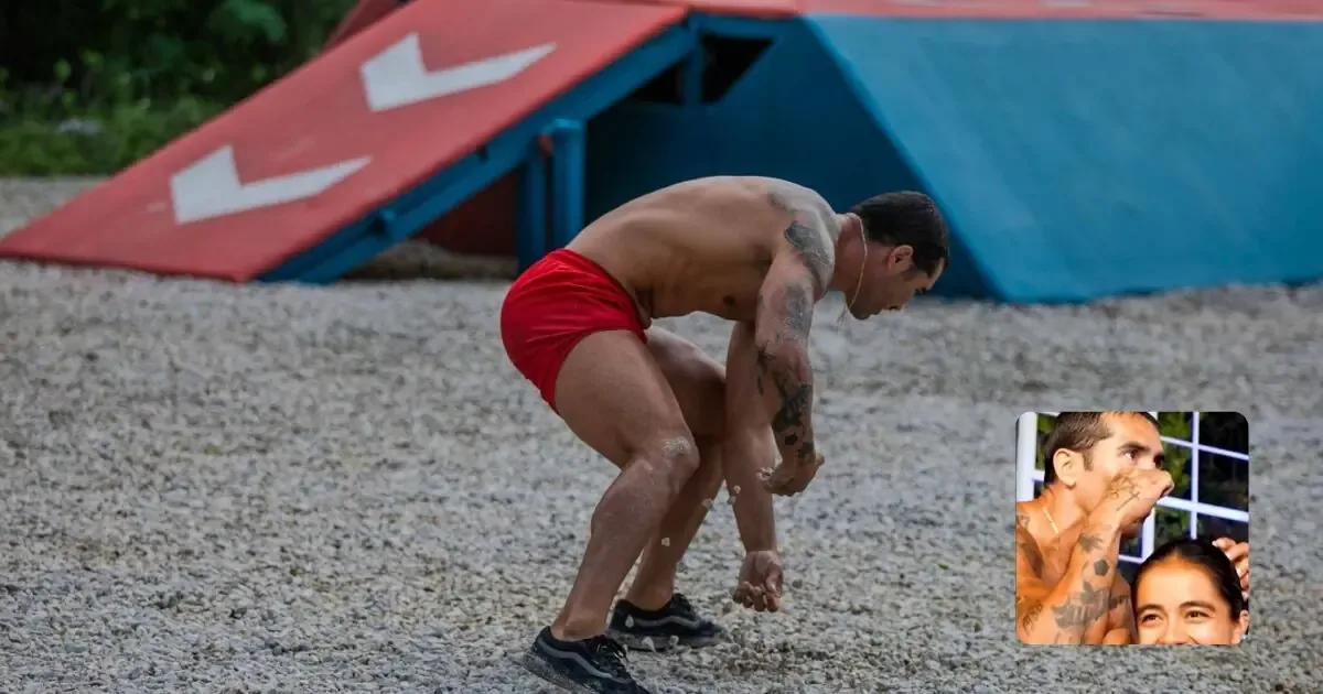 Un momento jocoso del atleta resalta la importancia del humor en la competencia.