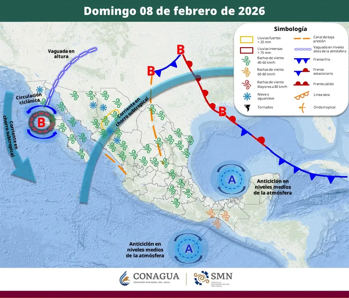 Un sistema de alta presión genera un clima fresco y posible lluvia en la región.