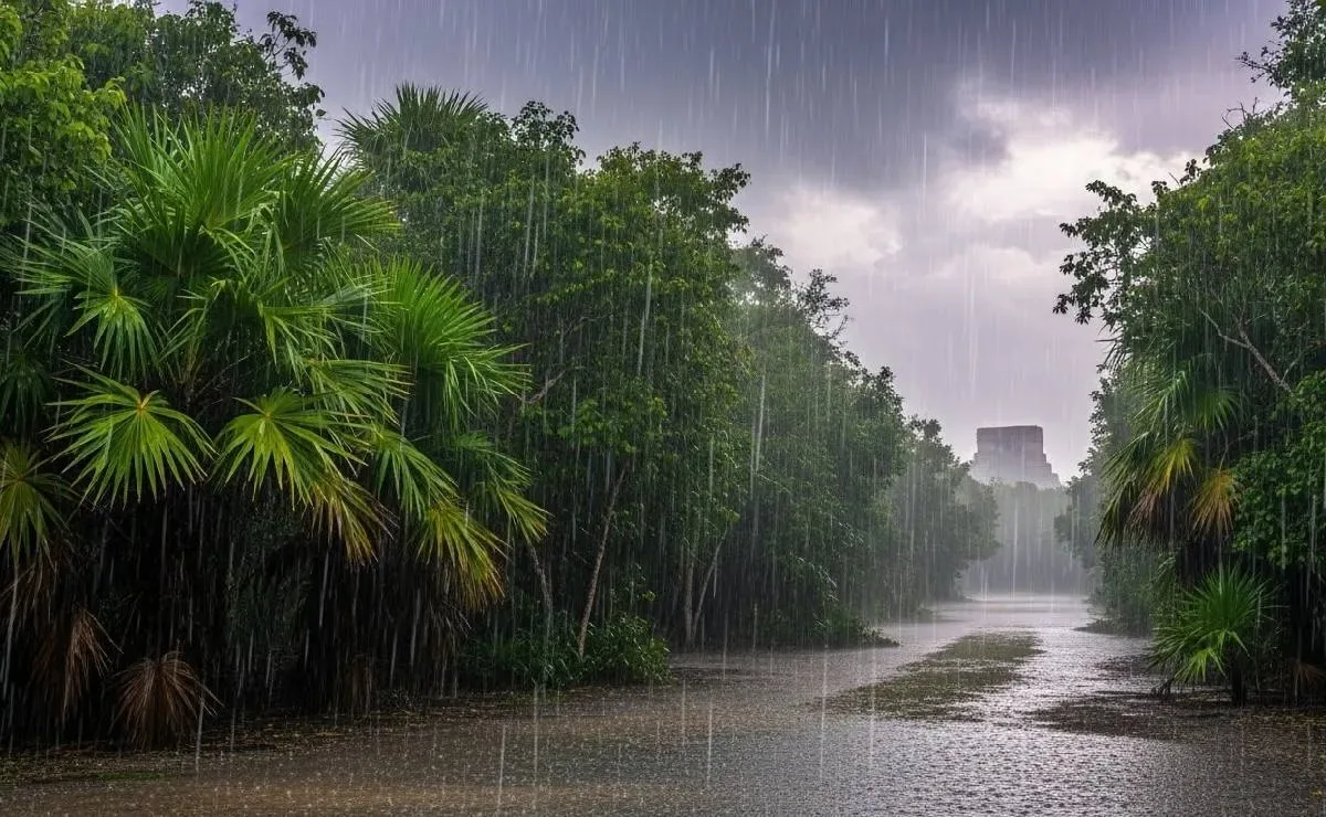 Un sistema de baja presión genera lluvias intensas en la Península de Yucatán.
