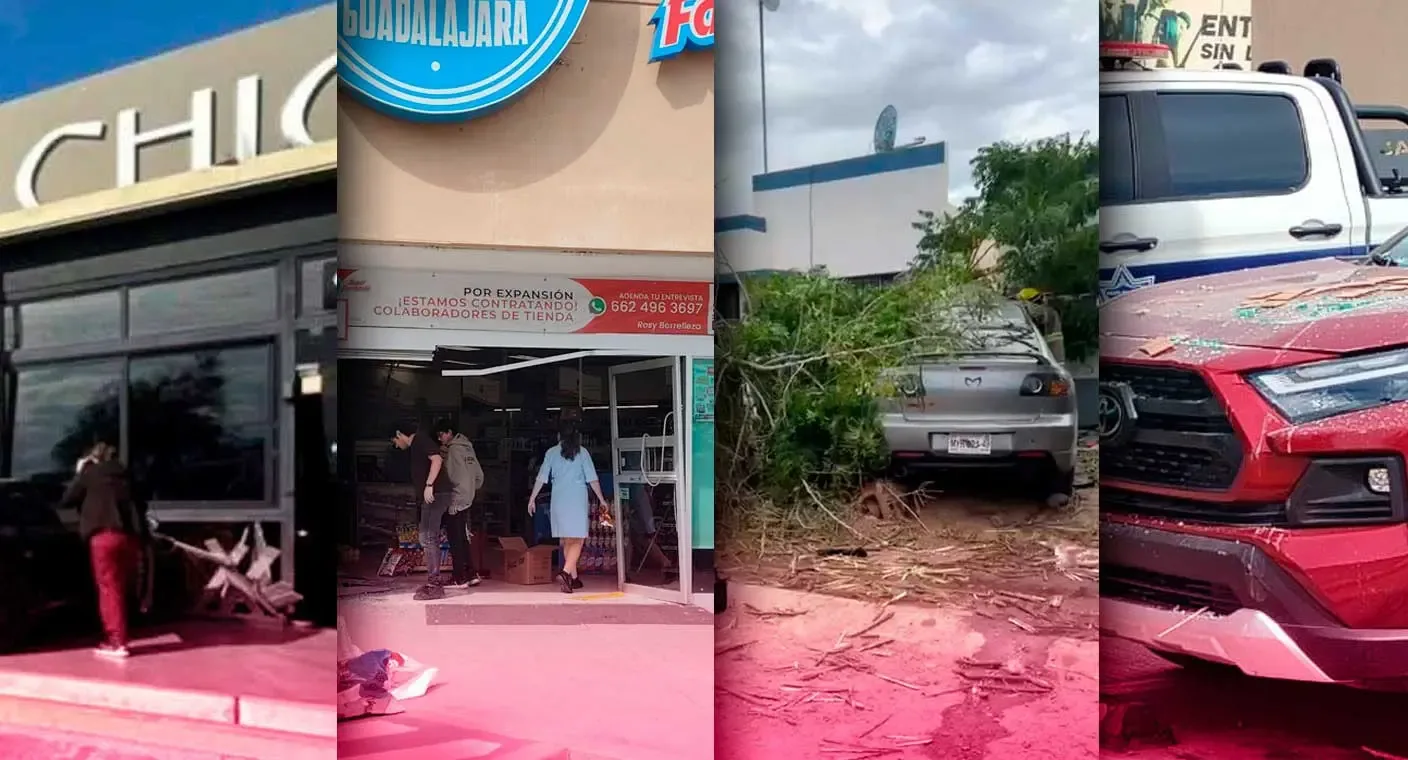 Un vehículo impactado frente a un comercio en Hermosillo tras perder el control.