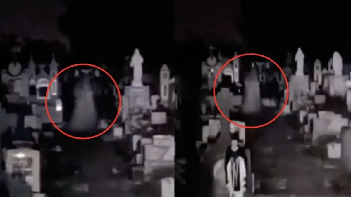 Un video viral muestra la aparición de una figura femenina en un cementerio, generando opiniones divididas.