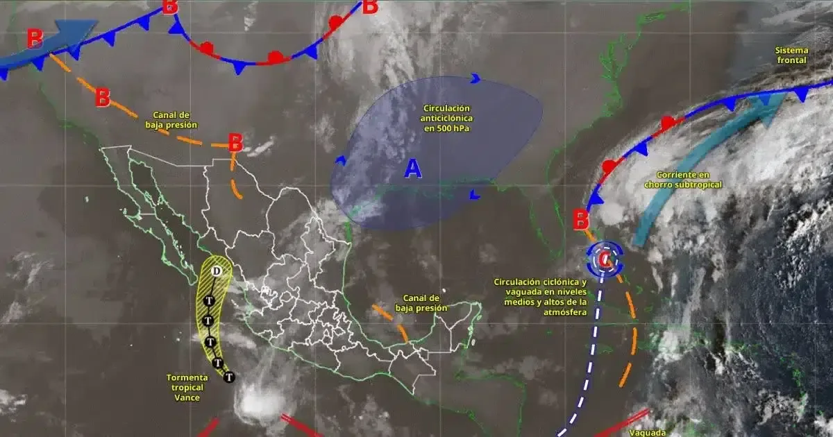 La tormenta tropical Vance afecta las condiciones climáticas en México, generando lluvias significativas y riesgos de inundación.