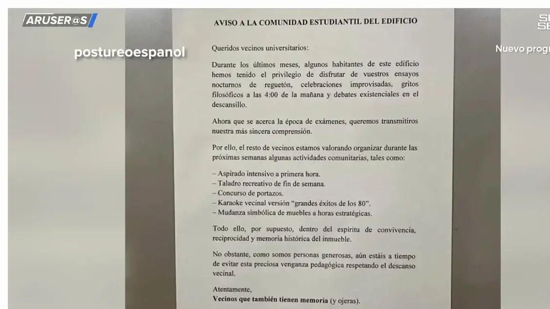 Un ingenioso cartel se vuelve viral al anunciar una "venganza" sonora.