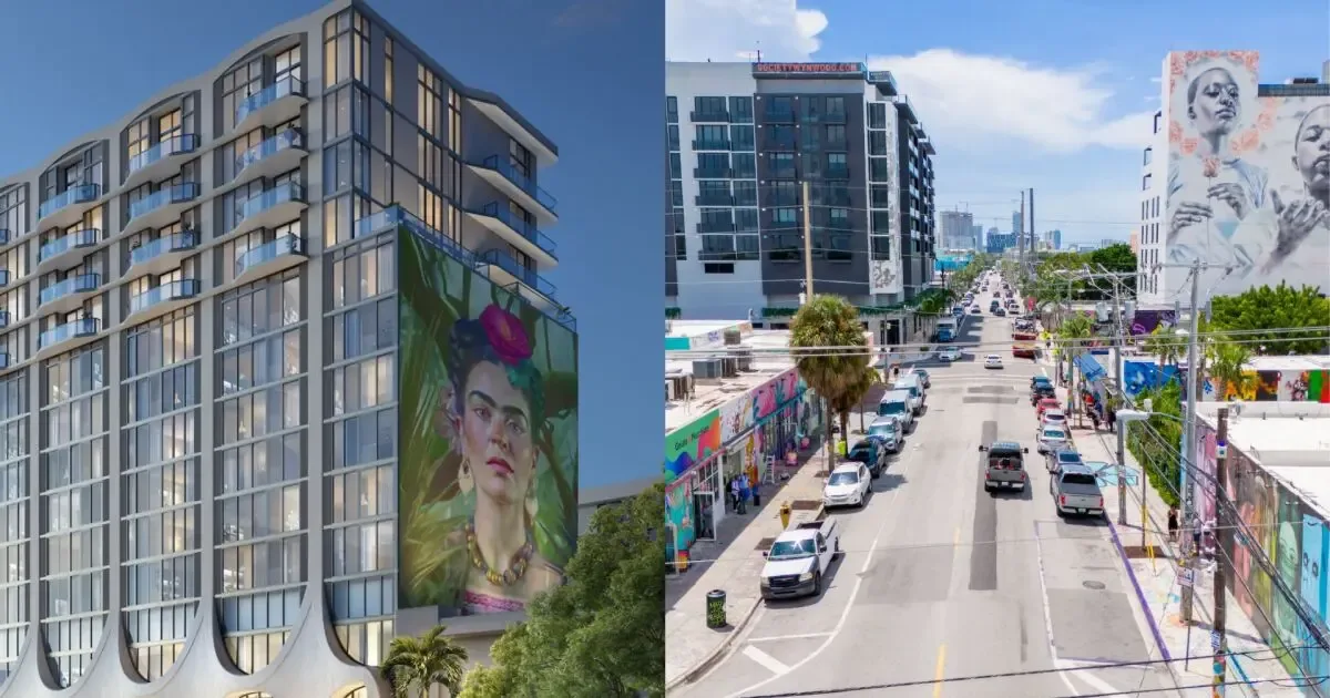 Vista del diseño escultórico de las Frida Kahlo Wynwood Residences.