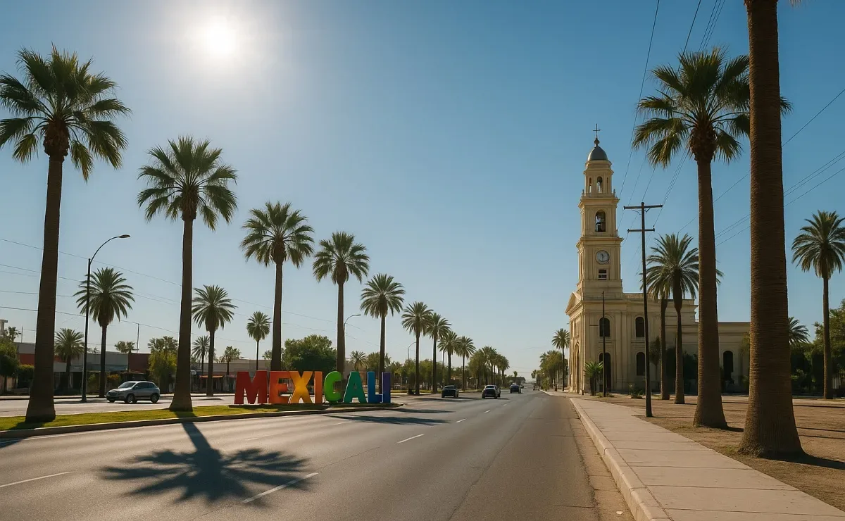Vista despejada de Mexicali bajo un clima soleado y agradable.
