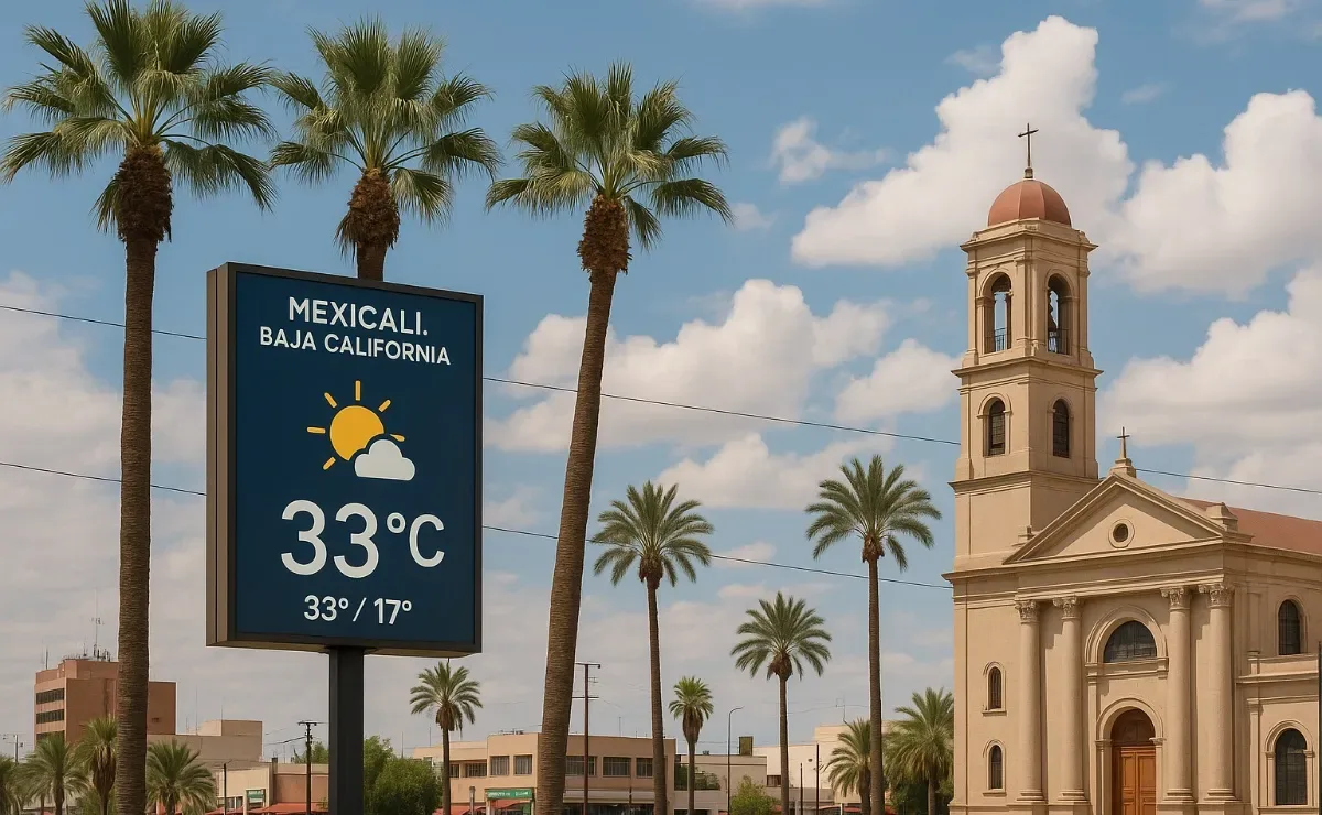 Vista panorámica de Mexicali bajo un cielo despejado hoy.